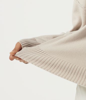 Polo Neck Long Sleeve Dropped Shoulder Casual Sweater