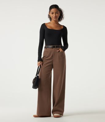 High Waisted Wide Leg Corduroy Casual Pants with Pockets