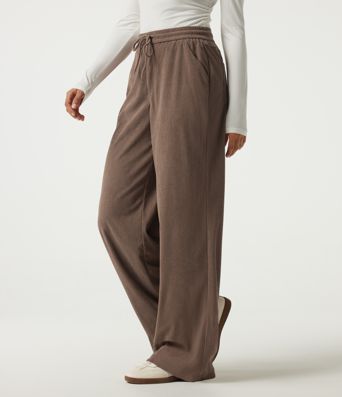 High Waisted Drawstring Wide Leg Corduroy Casual Pants with Pockets