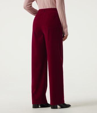 Pantalon décontracté en velours taille haute à jambe droite avec poches