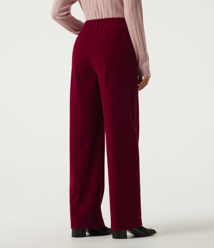 Pantalon décontracté en velours taille haute à jambe droite avec poches