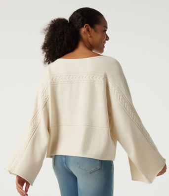 Boat Neck Long Bell Long Sleeve Casual Sweater