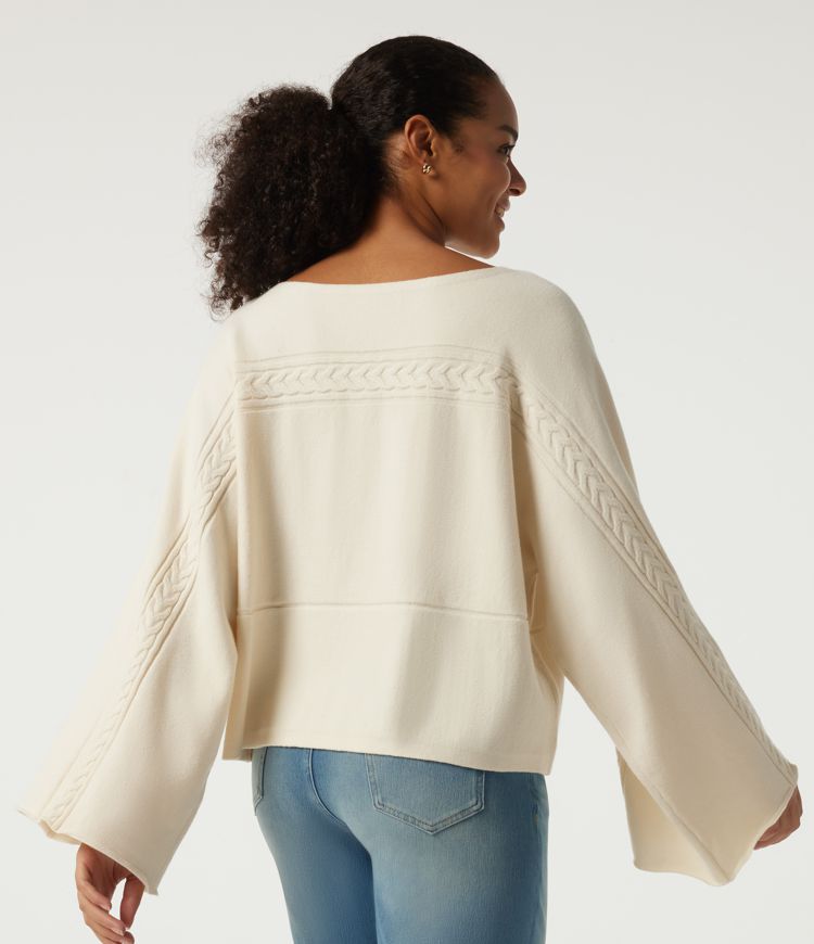 Boat Neck Long Bell Long Sleeve Casual Sweater