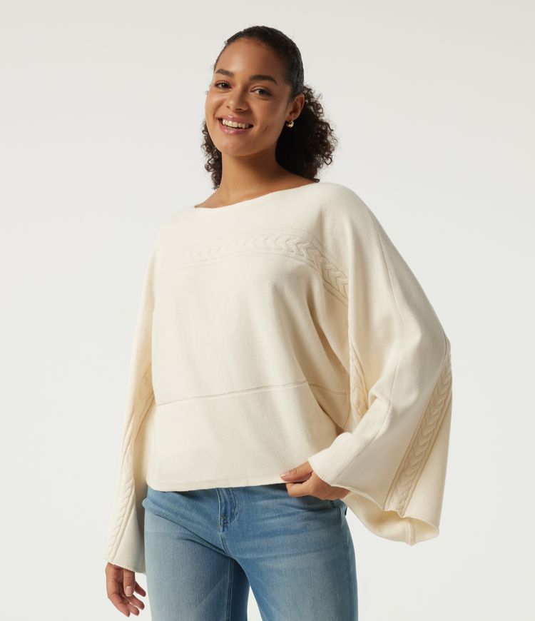 Boat Neck Long Bell Long Sleeve Casual Sweater