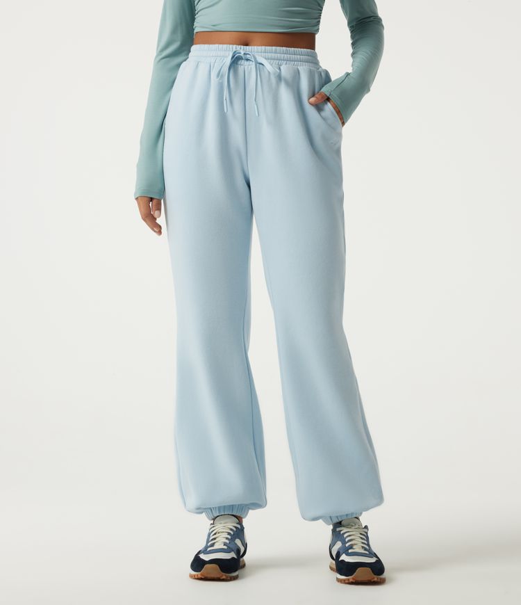 Mid Rise Drawstring Fleece Casual Cotton Joggers with Pockets
