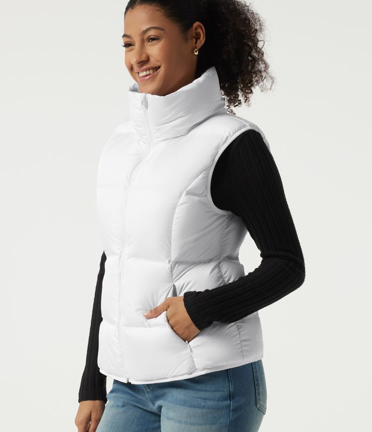 High Neck Quilted Puffer Casual Down Vest with Pockets