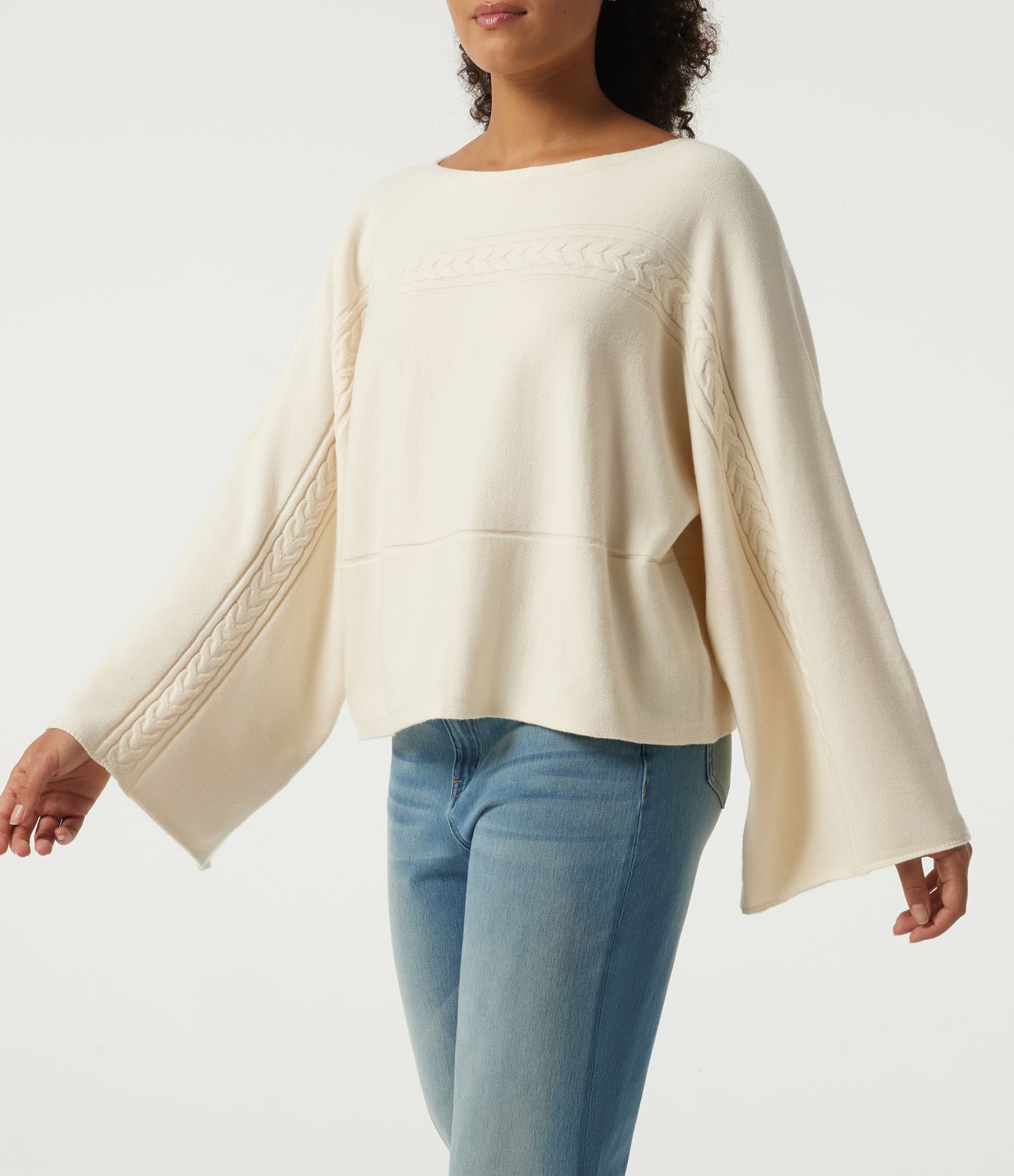 Boat Neck Long Bell Long Sleeve Casual Sweater
