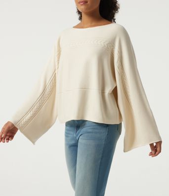 Boat Neck Long Bell Long Sleeve Casual Sweater