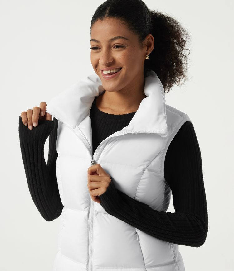 High Neck Quilted Puffer Casual Down Vest with Pockets