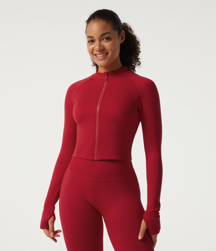 OneForm Seamless Flow — veste d'entraînement sans coutures à manches longues, avec ourlet incurvé et passe-pouces OneForm Seamless Flow — veste d'entraînement sans coutures à manches longues, avec ourlet incurvé et passe-pouces