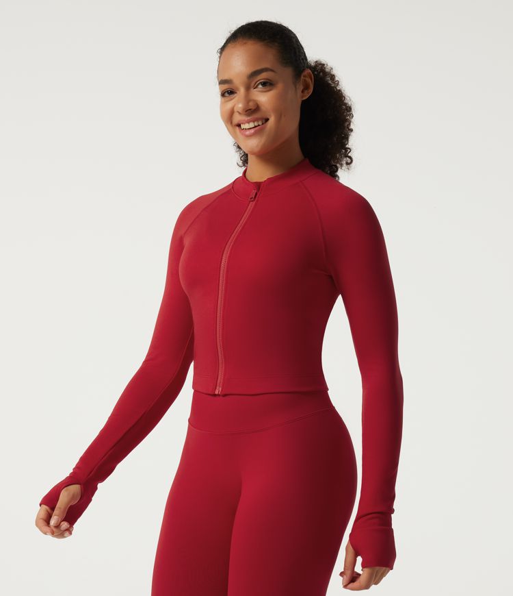 OneForm Seamless Flow — veste d'entraînement sans coutures à manches longues, avec ourlet incurvé et passe-pouces OneForm Seamless Flow — veste d'entraînement sans coutures à manches longues, avec ourlet incurvé et passe-pouces
