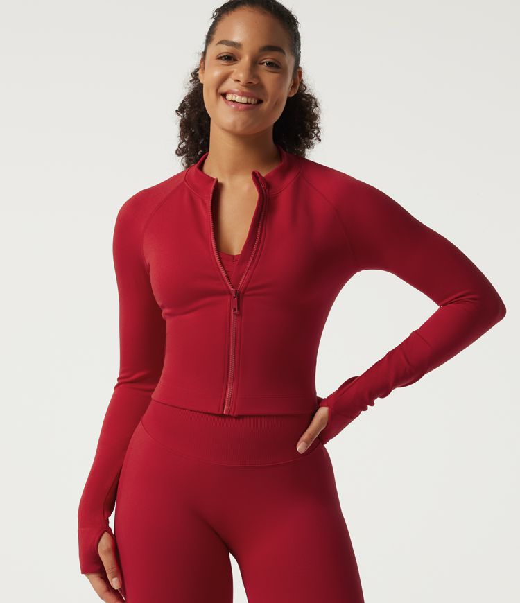 OneForm Seamless Flow — veste d'entraînement sans coutures à manches longues, avec ourlet incurvé et passe-pouces OneForm Seamless Flow — veste d'entraînement sans coutures à manches longues, avec ourlet incurvé et passe-pouces