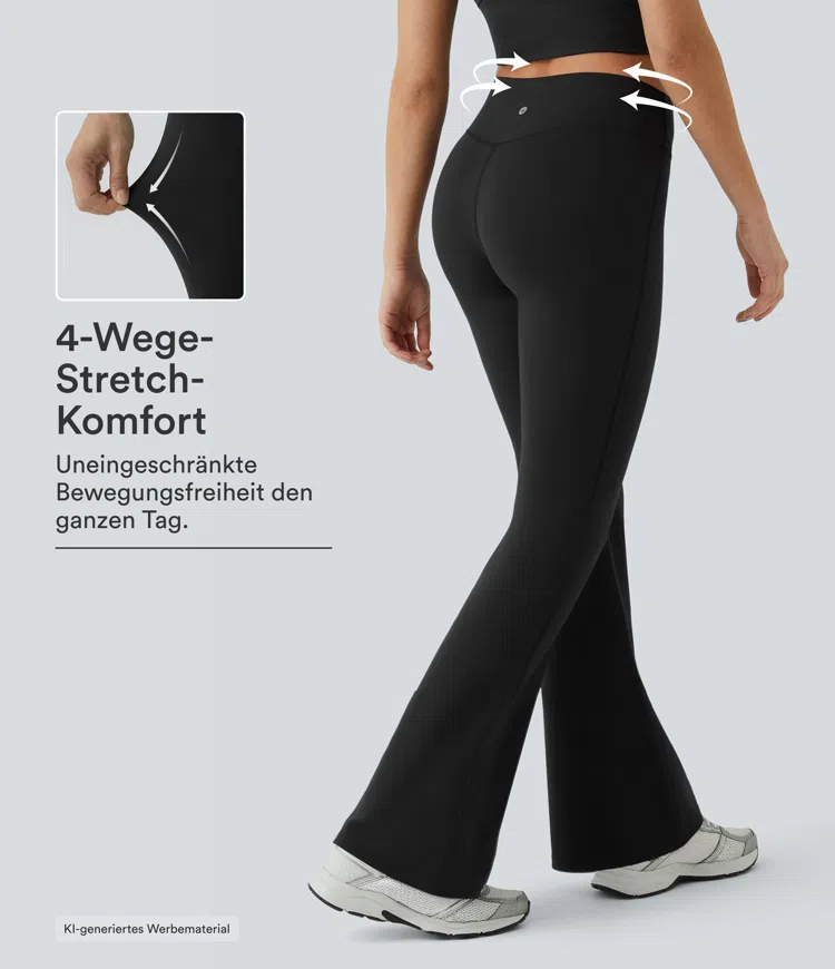 Negro DayStretch leggings de yoga de talle alto, cruzados y de pierna acampanada / 1