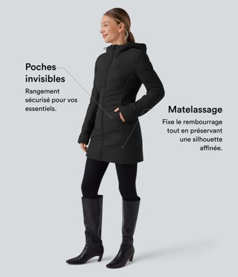 Doudoune longue PuffFlex stretch à capuche avec poches Doudoune longue PuffFlex stretch à capuche avec poches