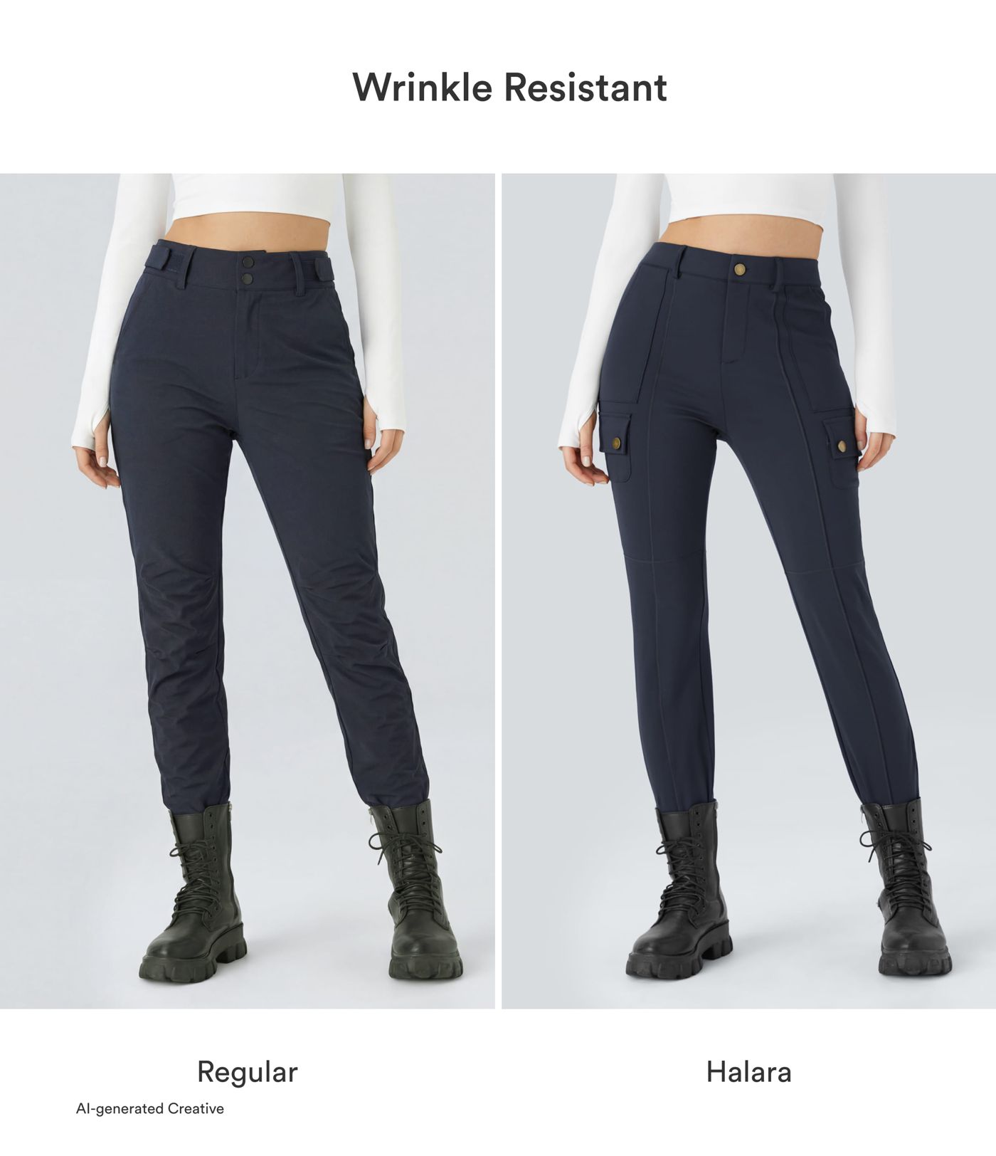 DayStretch højtaljede ensfarvede skinny cargobukser med lynlåslommer DayStretch højtaljede ensfarvede skinny cargobukser med lynlåslommer