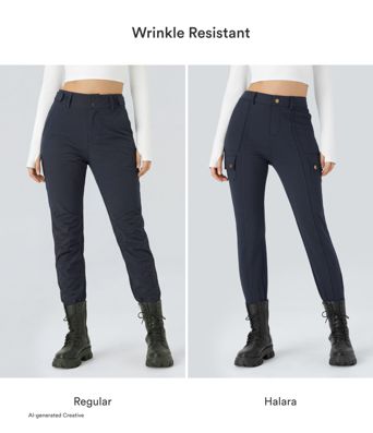DayStretch højtaljede ensfarvede skinny cargobukser med lynlåslommer DayStretch højtaljede ensfarvede skinny cargobukser med lynlåslommer