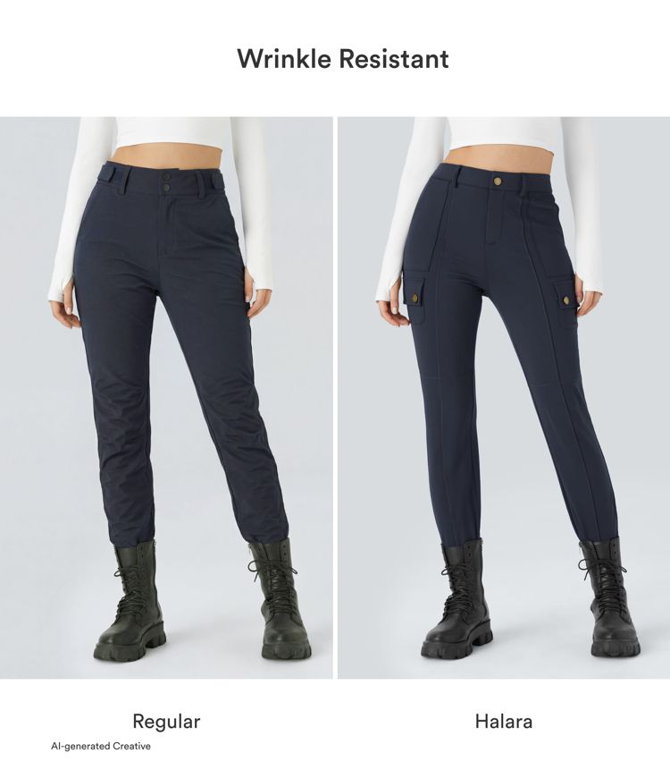 DayStretch højtaljede ensfarvede skinny cargobukser med lynlåslommer DayStretch højtaljede ensfarvede skinny cargobukser med lynlåslommer