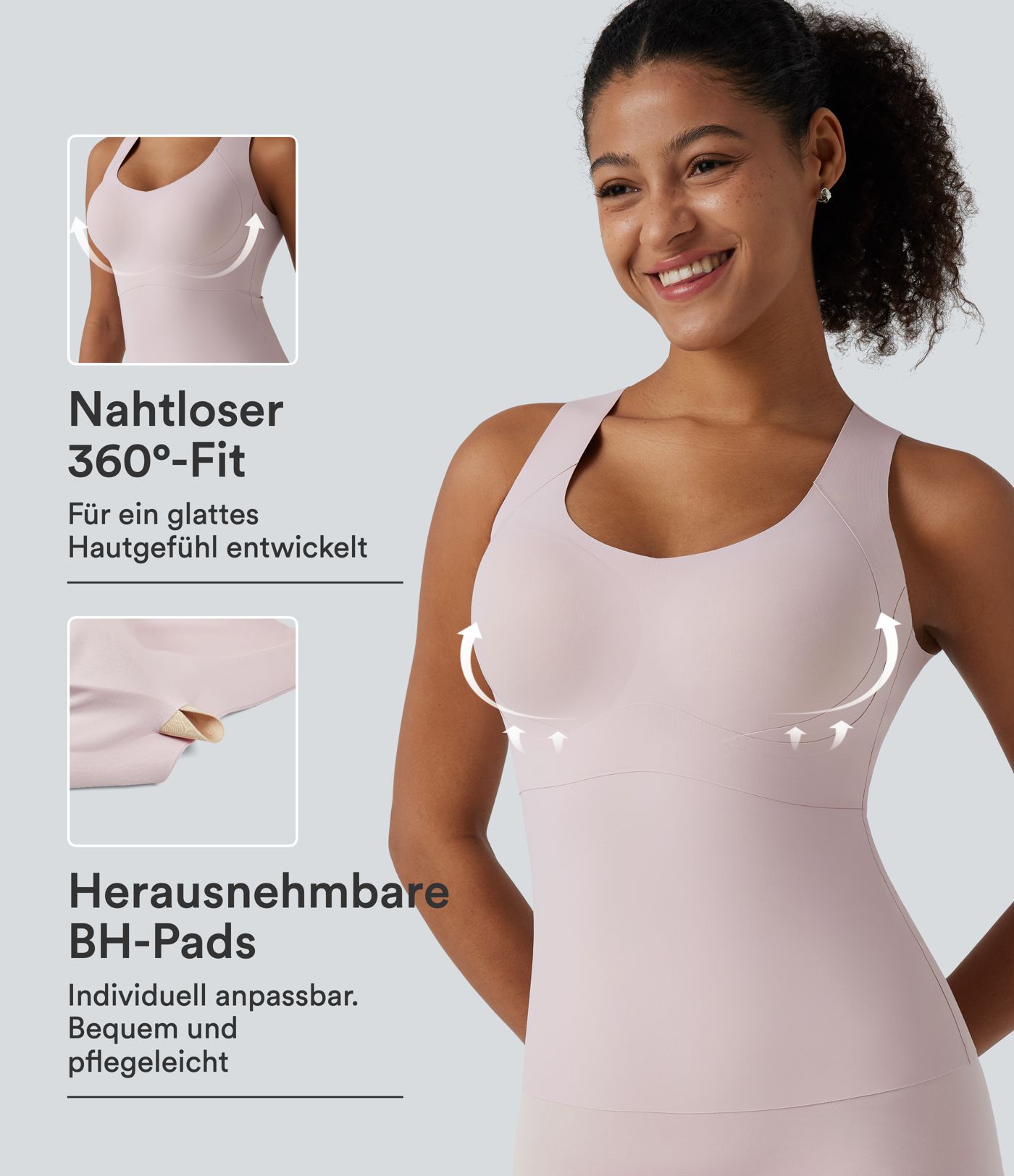 Lässiges Unterhemd mit U-Ausschnitt und integriertem BH - Push-Up Lässiges Unterhemd mit U-Ausschnitt und integriertem BH - Push-Up