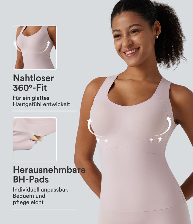 Lässiges Unterhemd mit U-Ausschnitt und integriertem BH - Push-Up Lässiges Unterhemd mit U-Ausschnitt und integriertem BH - Push-Up