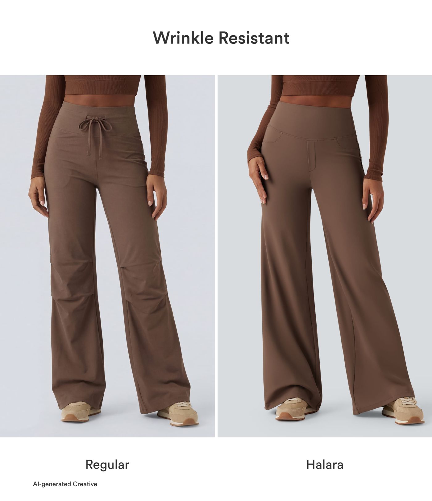 DayStretch High Waisted Tummy Control Wide Leg Baggy Yoga Pants with Pockets
