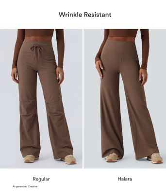 DayStretch High Waisted Tummy Control Wide Leg Baggy Yoga Pants with Pockets