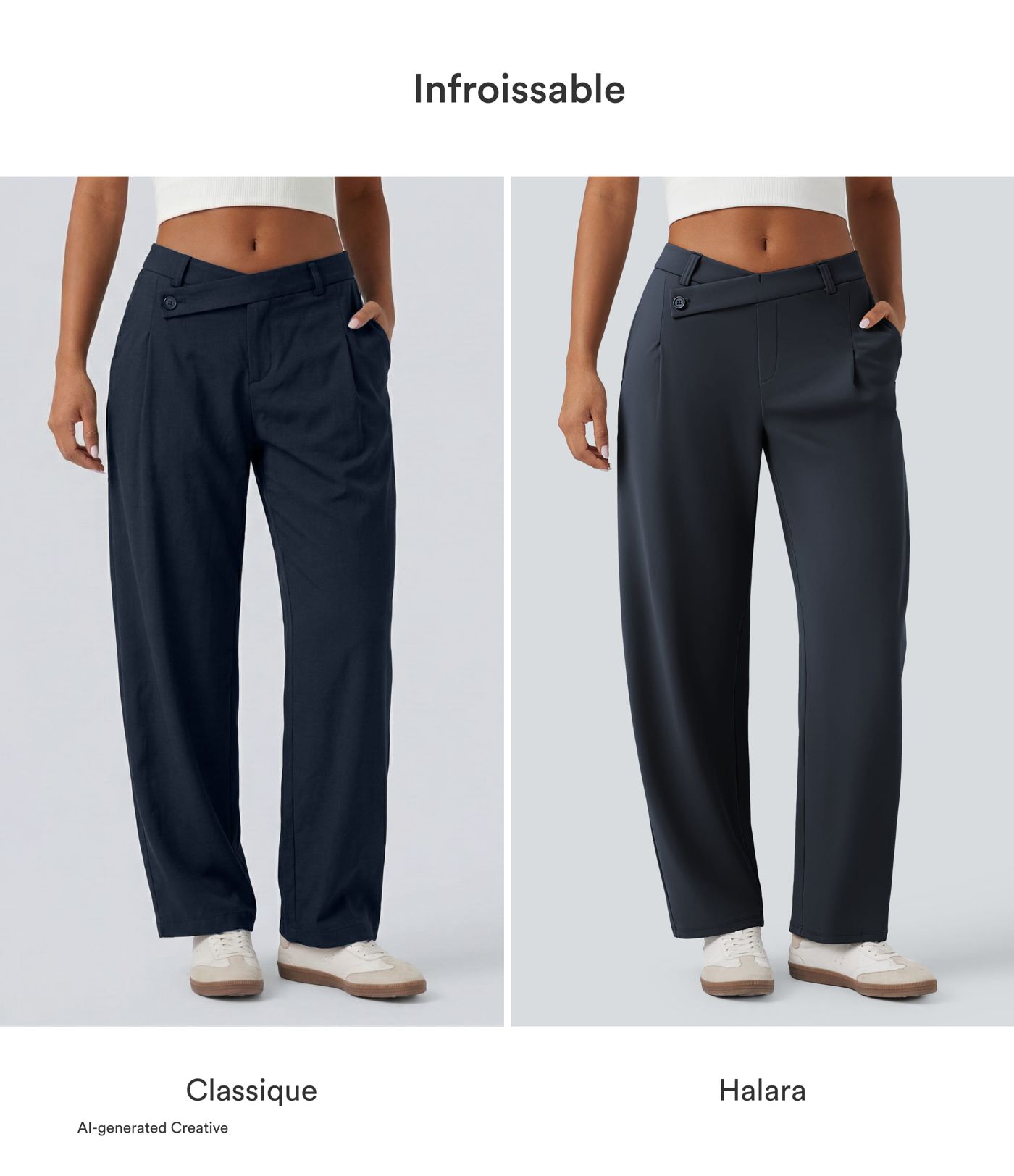 Halara Flex™ DayStretch asimetrik orta bel varil paça iş pantolonu, cepli Halara Flex™ DayStretch asimetrik orta bel varil paça iş pantolonu, cepli
