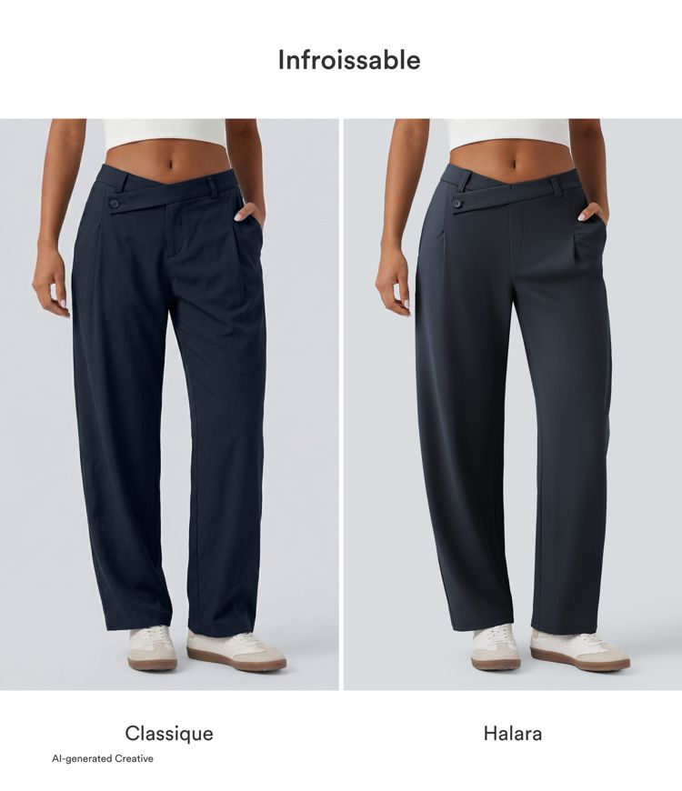Halara Flex™ DayStretch asimetrik orta bel varil paça iş pantolonu, cepli Halara Flex™ DayStretch asimetrik orta bel varil paça iş pantolonu, cepli