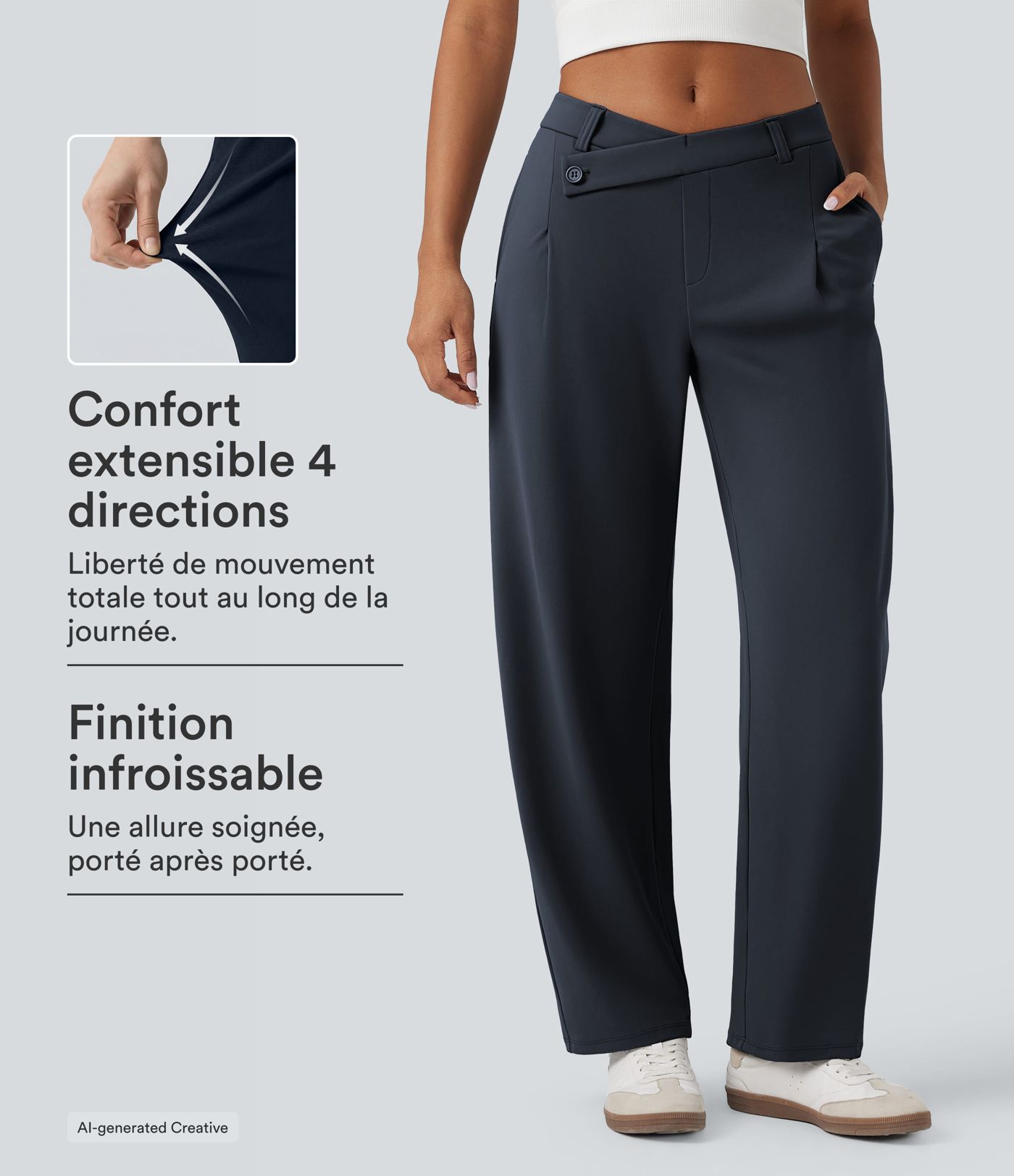 Halara Flex™ DayStretch asimetrik orta bel varil paça iş pantolonu, cepli Halara Flex™ DayStretch asimetrik orta bel varil paça iş pantolonu, cepli