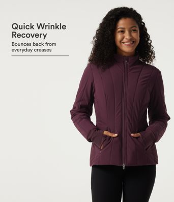 PuffFlex Wrinkle Recovery Mock Neck Slim Casual Padded Jacket with Pockets PuffFlex Wrinkle Recovery Mock Neck Slim Casual Padded Jacket with Pockets