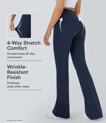 DayStretch yogaleggings med høj talje, lommer og udsvungne ben.