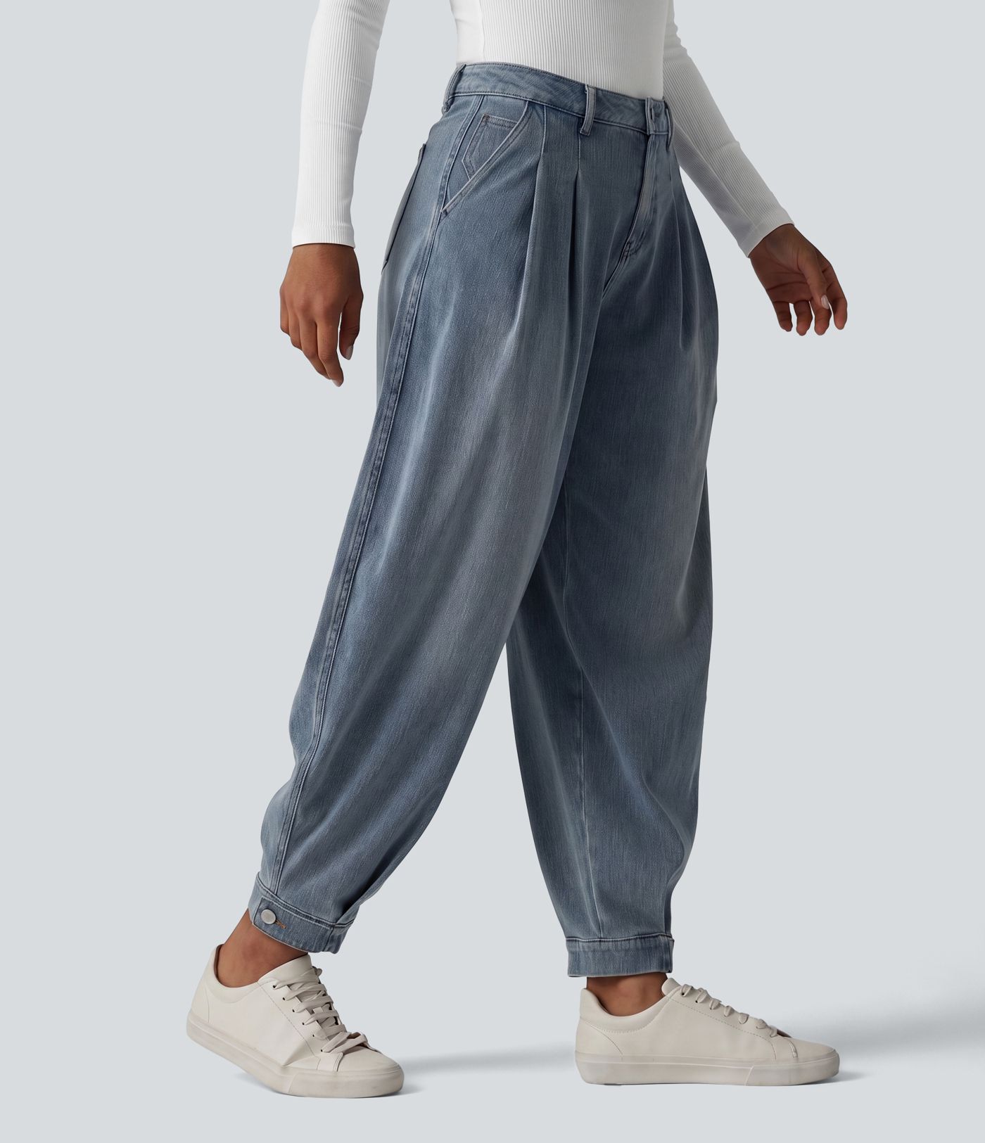 Halara Flex™ Mid Rise Denim Casual Balloon Joggers with Pockets