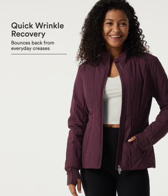 PuffFlex Wrinkle Recovery Mock Neck Slim Casual Padded Jacket with Pockets