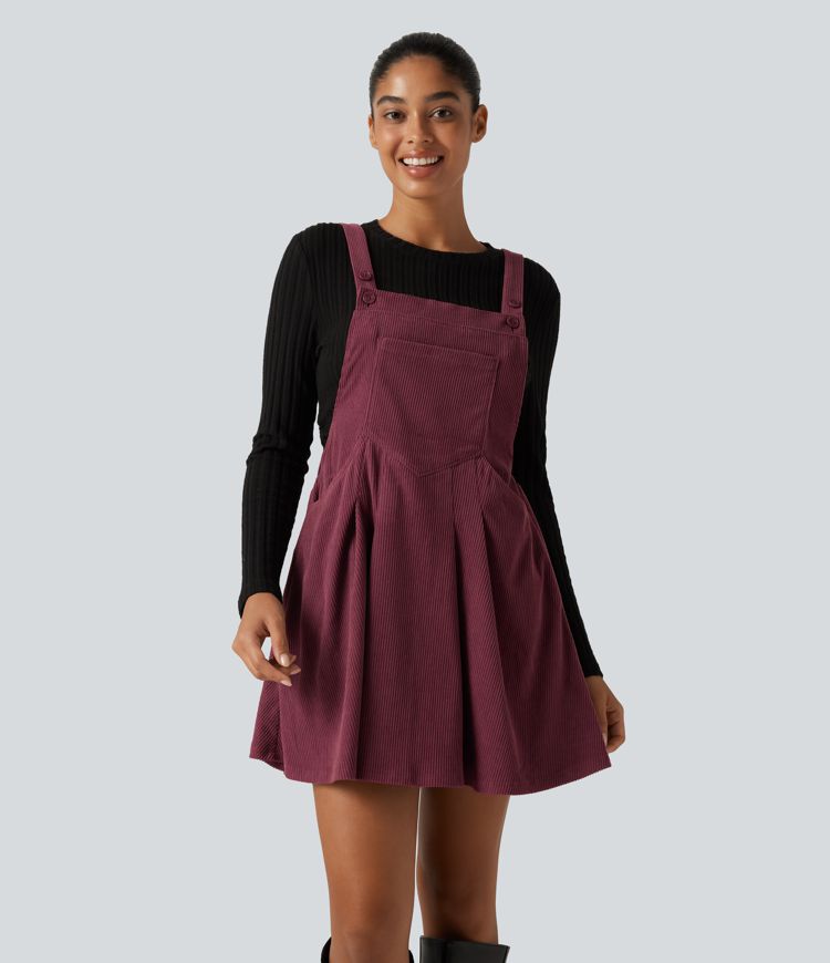 Robe mini en velours côtelé avec poches