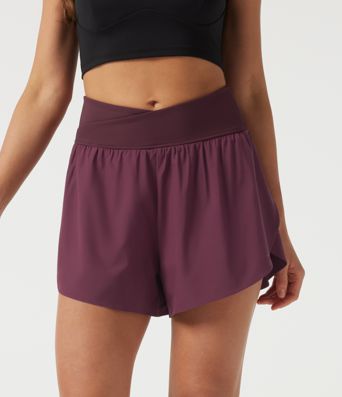 Breezeful™ - 2-in-1 Lauf-Shorts mit hohem Crossover-Bund und Seitentaschen - schnelltrocknend, 7,6 cm Breezeful™ - 2-in-1 Lauf-Shorts mit hohem Crossover-Bund und Seitentaschen - schnelltrocknend, 7,6 cm