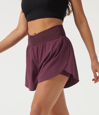 Breezeful™ - 2-in-1 Lauf-Shorts mit hohem Crossover-Bund und Seitentaschen - schnelltrocknend, 7,6 cm Breezeful™ - 2-in-1 Lauf-Shorts mit hohem Crossover-Bund und Seitentaschen - schnelltrocknend, 7,6 cm