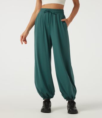 High Waisted Drawstring Running Joggers with Pockets High Waisted Drawstring Running Joggers with Pockets