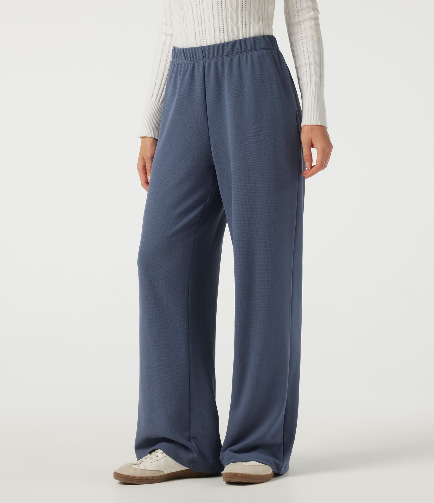 Low Rise Wide Leg Waffle Work Pants with Pockets