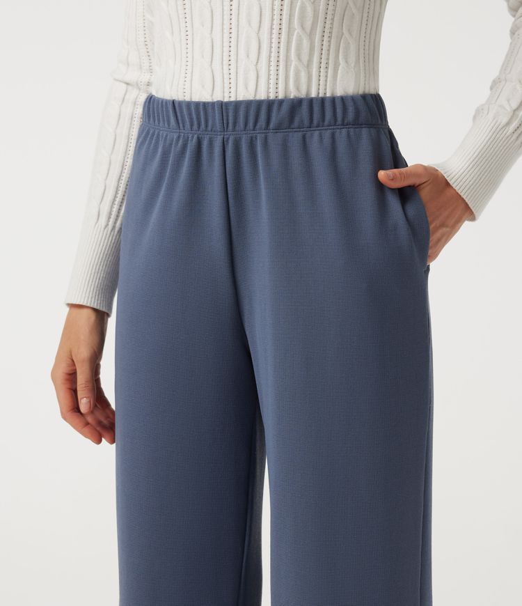 Low Rise Wide Leg Waffle Work Pants with Pockets