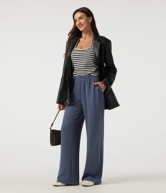 Low Rise Wide Leg Waffle Work Pants with Pockets