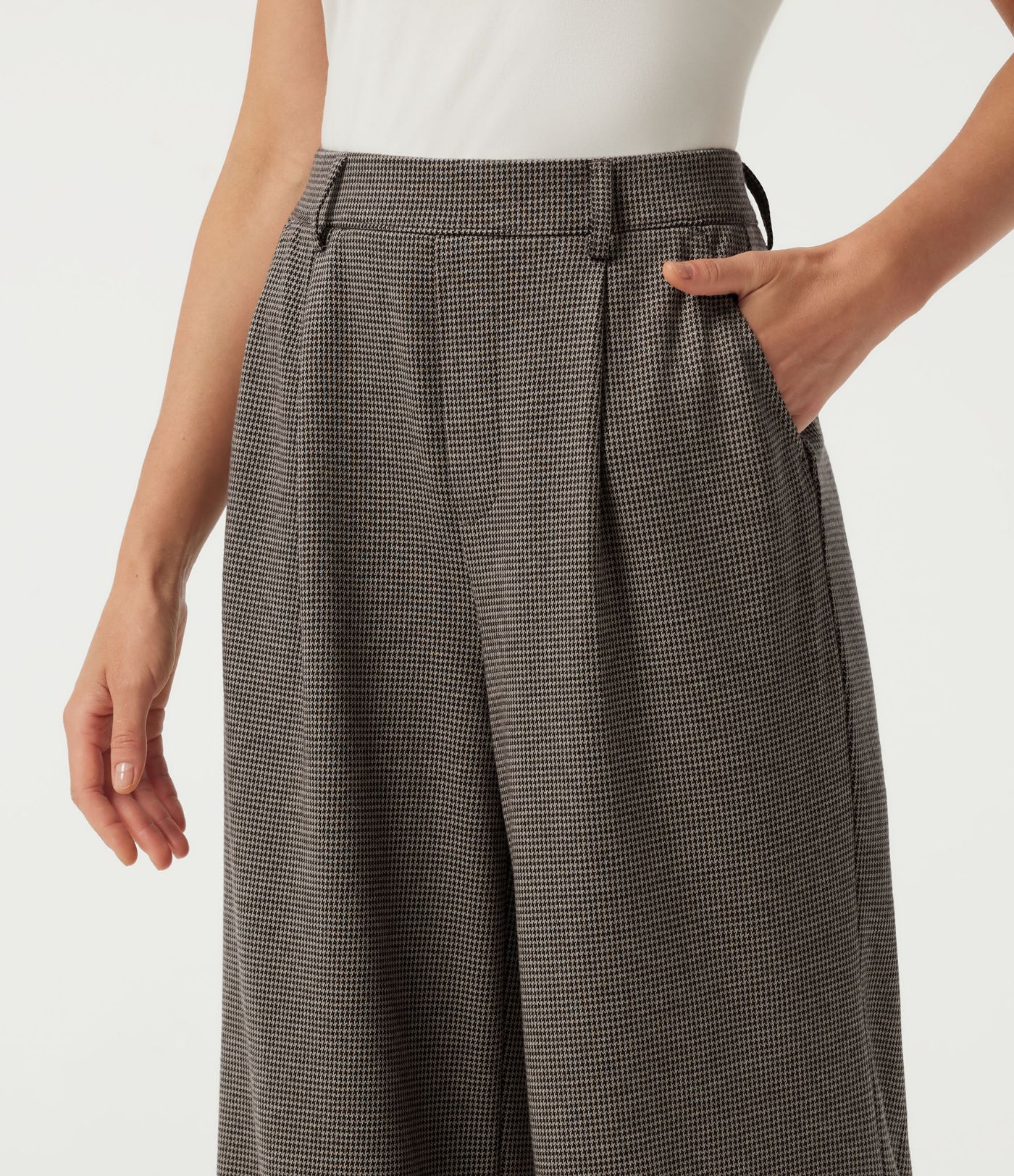 Halara Flex™ High Waisted Wide Leg Houndstooth Work Pants with Pockets