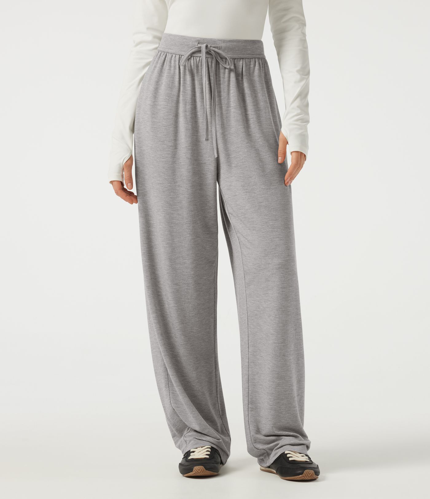 Mid Rise Drawstring Barrel Leg Casual Pants with Pockets Mid Rise Drawstring Barrel Leg Casual Pants with Pockets