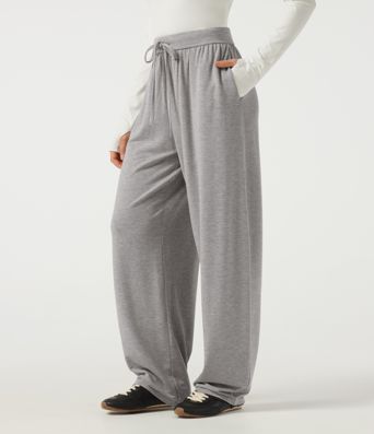 Mid Rise Drawstring Barrel Leg Casual Pants with Pockets Mid Rise Drawstring Barrel Leg Casual Pants with Pockets