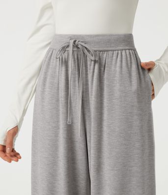 Mid Rise Drawstring Barrel Leg Casual Pants with Pockets Mid Rise Drawstring Barrel Leg Casual Pants with Pockets