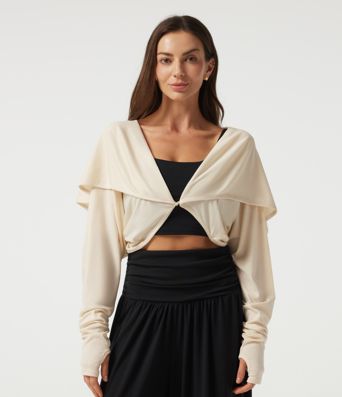 Lässige Strickjacke mit langen Fledermausärmeln und Daumenlöchern Lässige Strickjacke mit langen Fledermausärmeln und Daumenlöchern