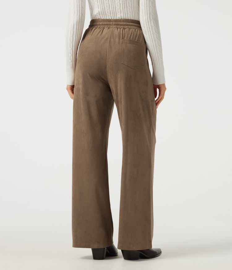 High Waisted Drawstring Wide Leg Suede Casual Pants with Pockets High Waisted Drawstring Wide Leg Suede Casual Pants with Pockets
