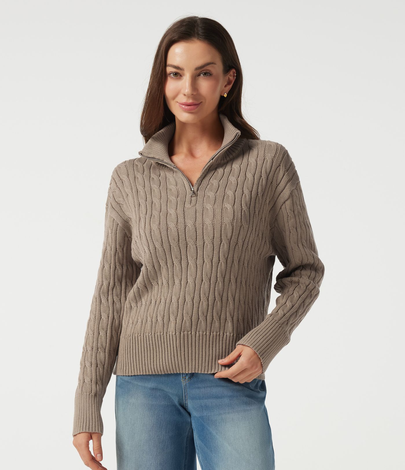 Mock Neck Long Sleeve Work Sweater