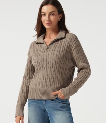 Mock Neck Long Sleeve Work Sweater