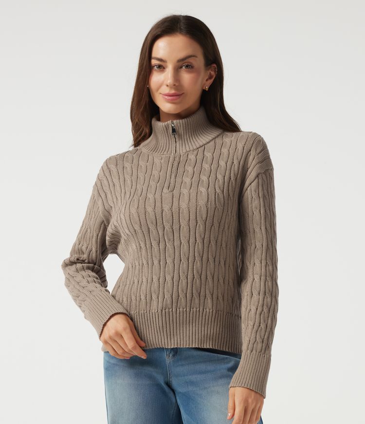 Mock Neck Long Sleeve Work Sweater
