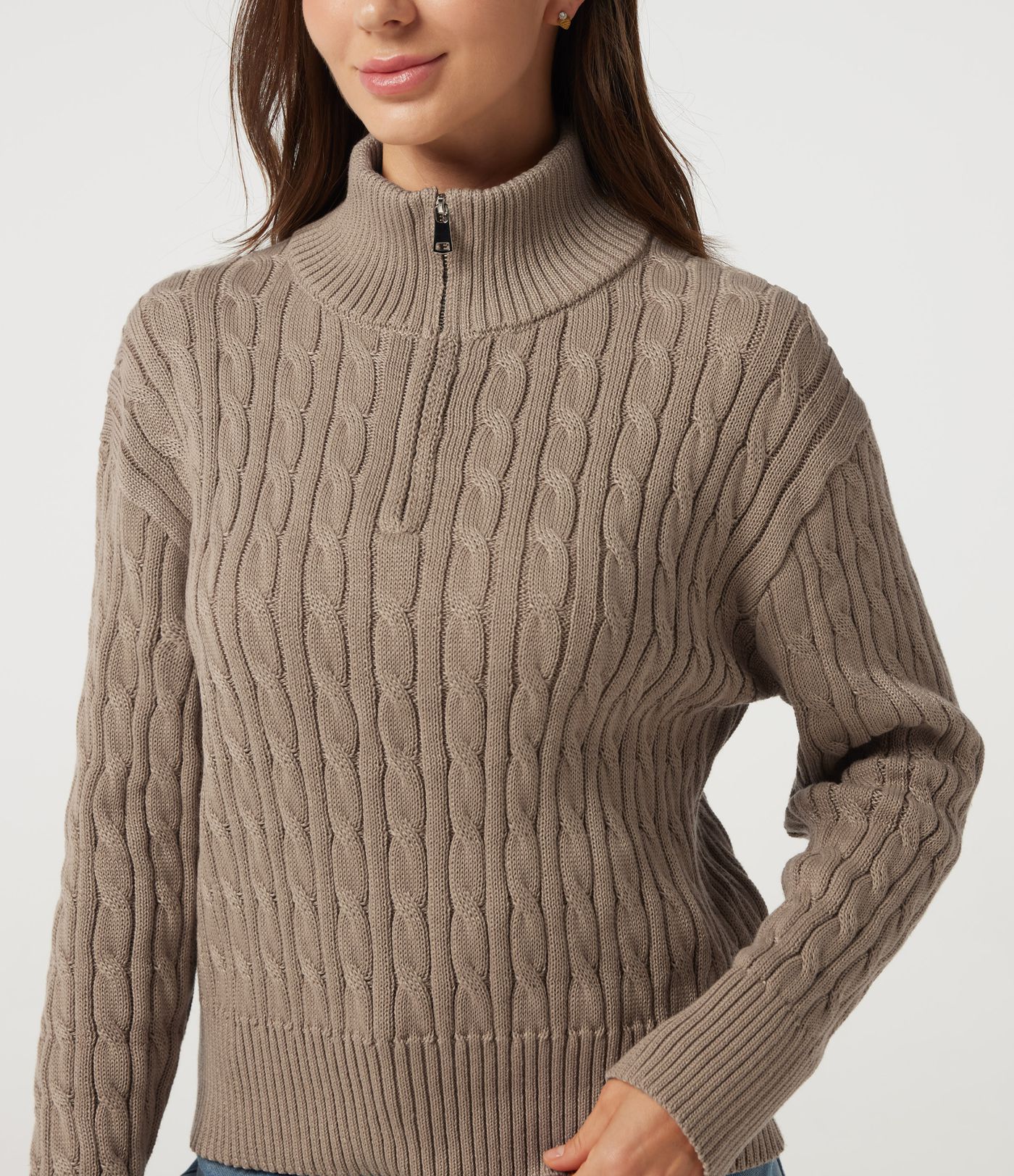 Mock Neck Long Sleeve Work Sweater