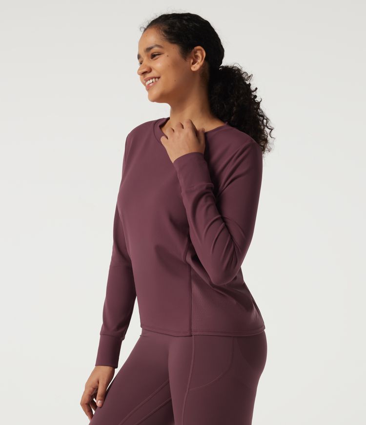 Round Neck Long Sleeve Contrast Mesh Quick Dry Workout Sweatshirt Round Neck Long Sleeve Contrast Mesh Quick Dry Workout Sweatshirt